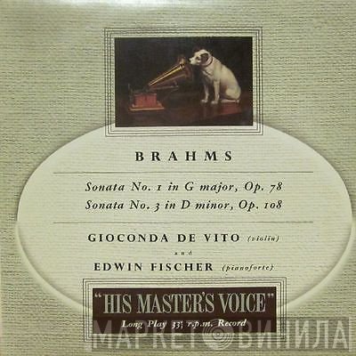 Johannes Brahms, Edwin Fischer, Gioconda De Vito - Sonata No. 1 In G Major, Op. 78 / Sonata No. 3 In D Minor, Op. 108
