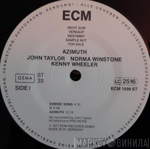 John Taylor , Norma Winstone, Kenny Wheeler : Azimuth   - Azimuth