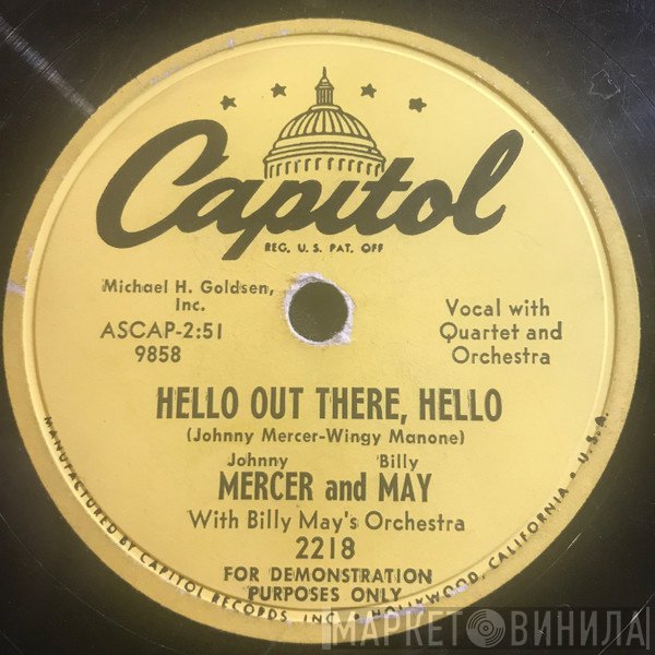 Johnny Mercer And Billy May  - Hello Out There, Hello / Memphis In June