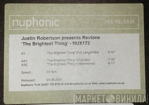 Justin Robertson, Revtone - The Brightest Thing