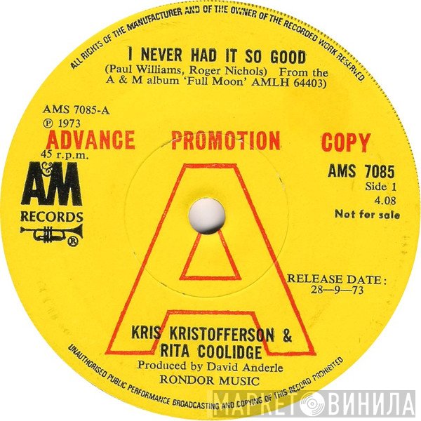 Kris Kristofferson &amp; Rita Coolidge - I Never Had It So Good