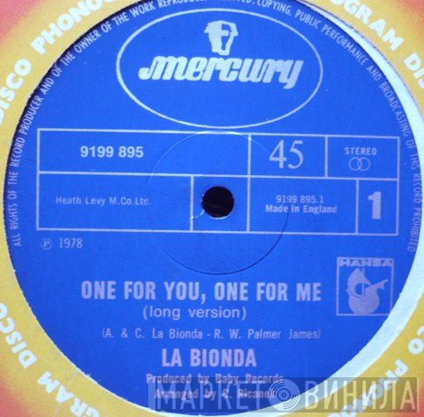 La Bionda - One For You, One For Me