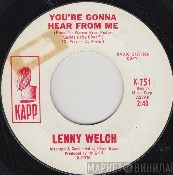 Lenny Welch - You're Gonna Hear From Me