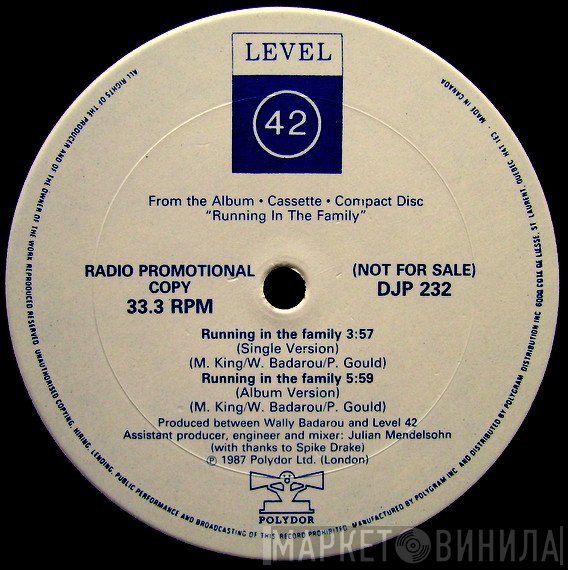 Level 42  - Running In The Family