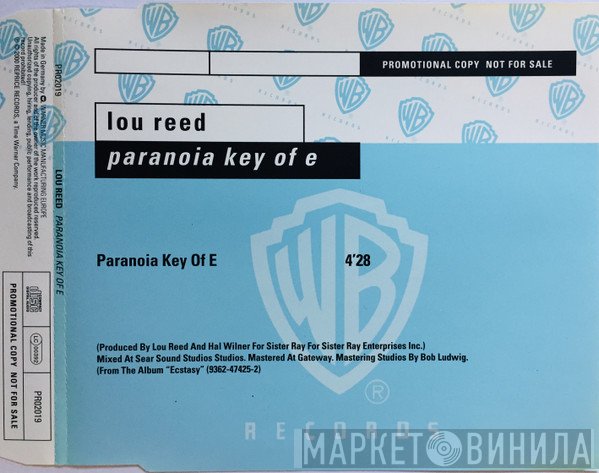 Lou Reed  - Paranoia Key Of E