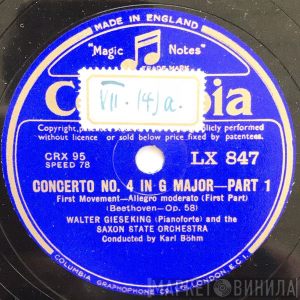 Ludwig van Beethoven, Staatskapelle Dresden, Walter Gieseking  - Concerto No. 4 In G Major