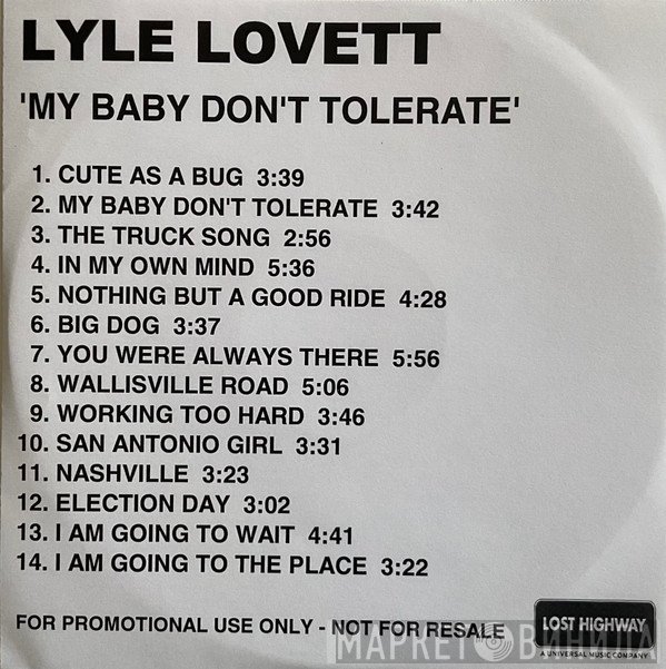Lyle Lovett - My Baby Don't Tolerate