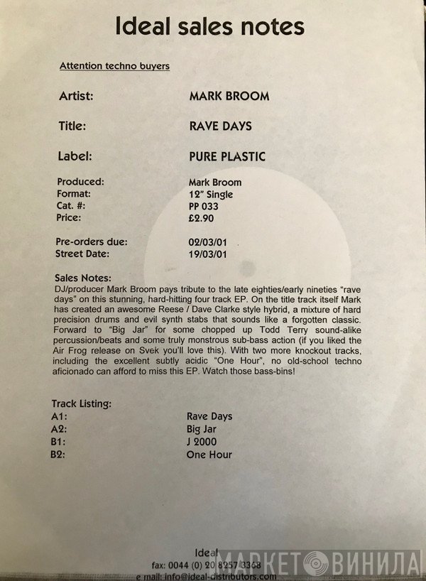 Mark Broom  - Rave Days