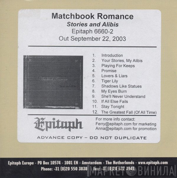 Matchbook Romance - Stories And Alibis