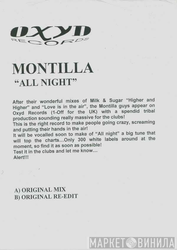 Montilla - All Night