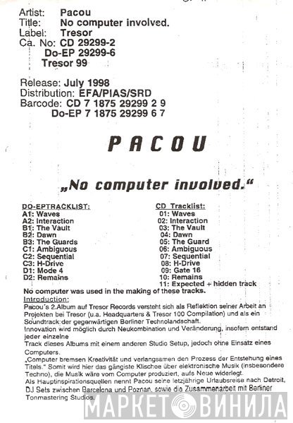 Pacou  - No Computer Involved.
