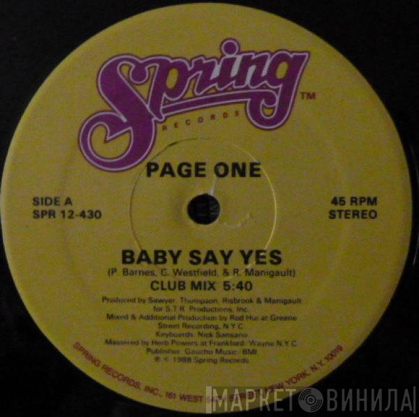 Page One  - Baby Say Yes