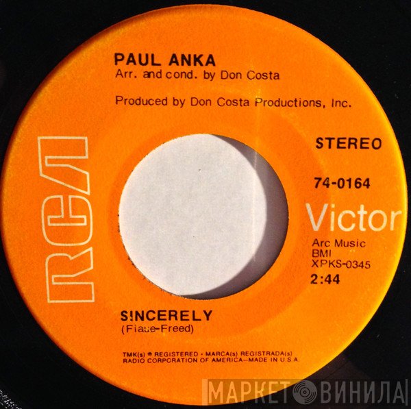 Paul Anka  - Sincerely