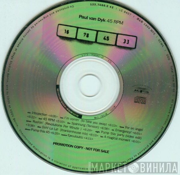 Paul van Dyk  - 45 RPM