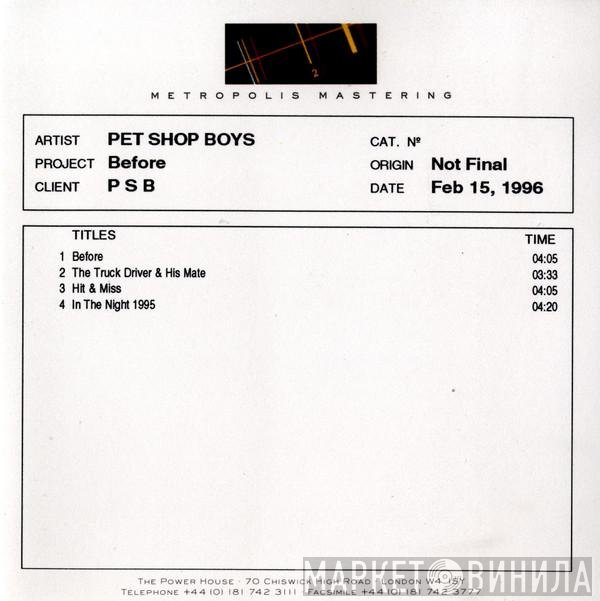 Pet Shop Boys  - Before