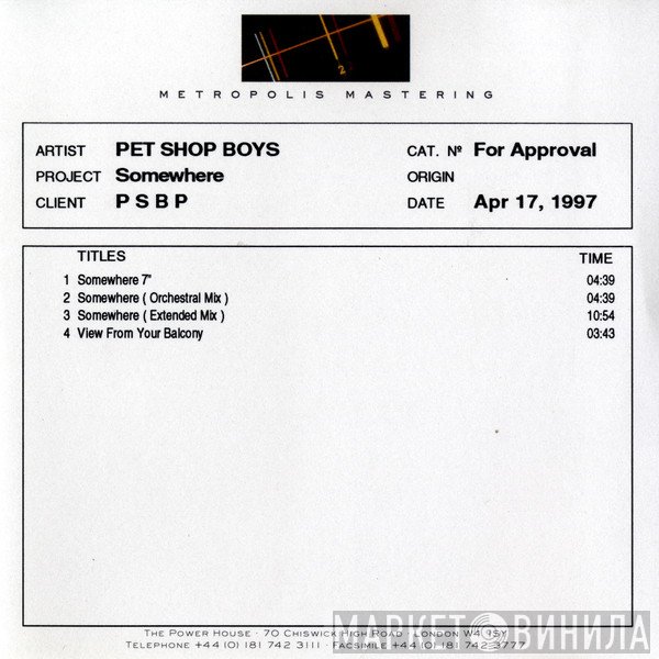 Pet Shop Boys  - Somewhere