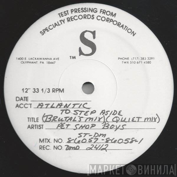 Pet Shop Boys  - To Step Aside