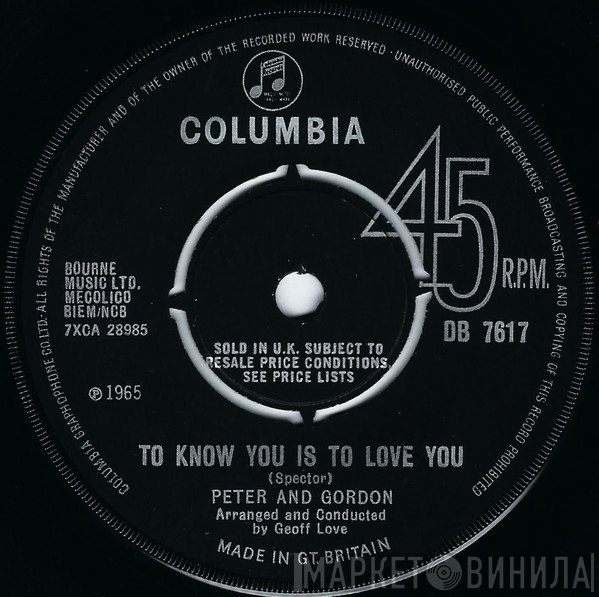 Peter &amp; Gordon - To Know You Is To Love You