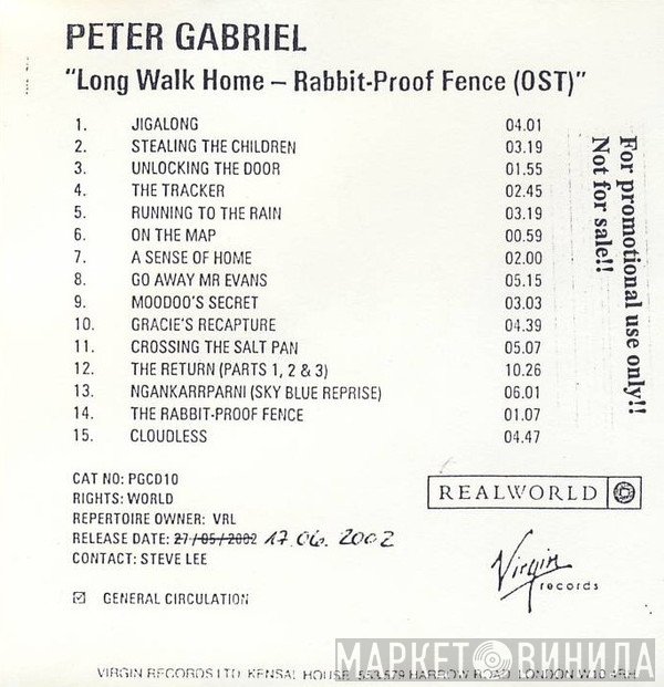 Peter Gabriel  - Long Walk Home - Rabbit-Proof Fence (OST)