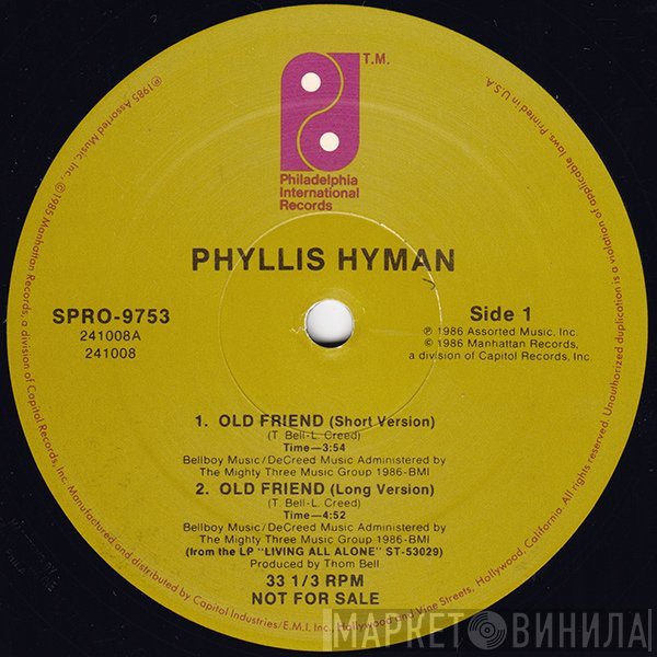 Phyllis Hyman - Old Friend / Screaming At The Moon