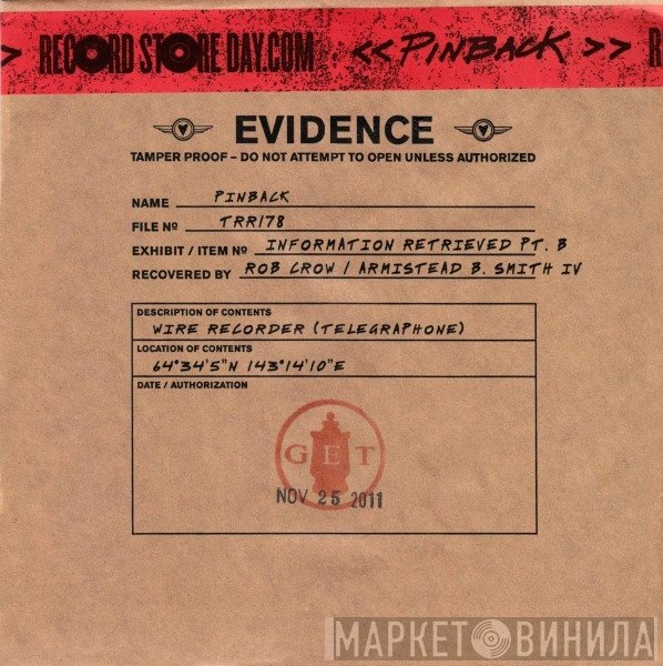 Pinback  - Information Retrieved Pt. B