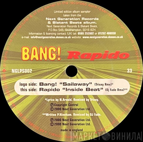 Rapido, Bang! - Sailaway / Inside Beat (Remixes)