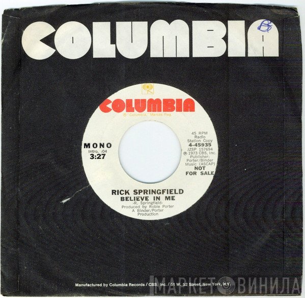 Rick Springfield  - Believe In Me