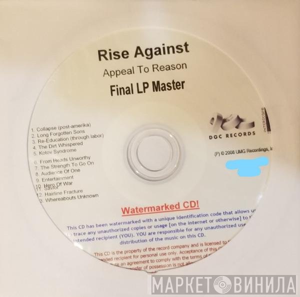 Rise Against  - Appeal To Reason Final LP Master