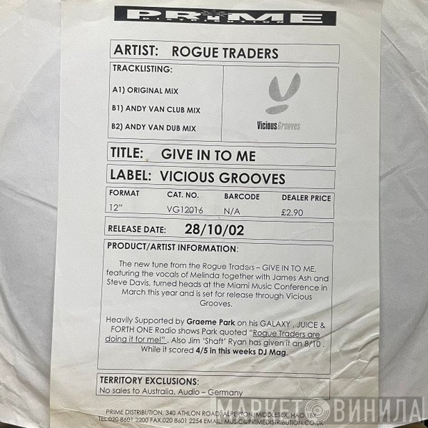 Rogue Traders  - Give In To Me