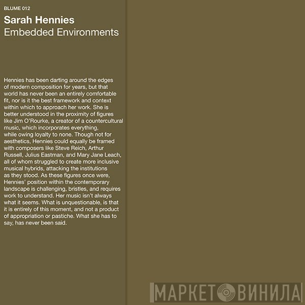 Sarah Hennies - Embedded Environments