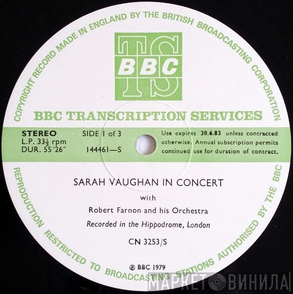 Sarah Vaughan With Robert Farnon And His Orchestra  - Sarah Vaughan In Concert