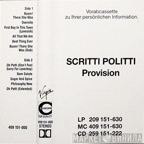 Scritti Politti  - Provision