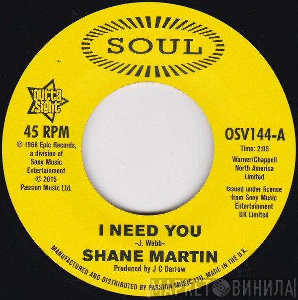 Shane Martin , Taj Mahal - I Need You / A Lot Of Love