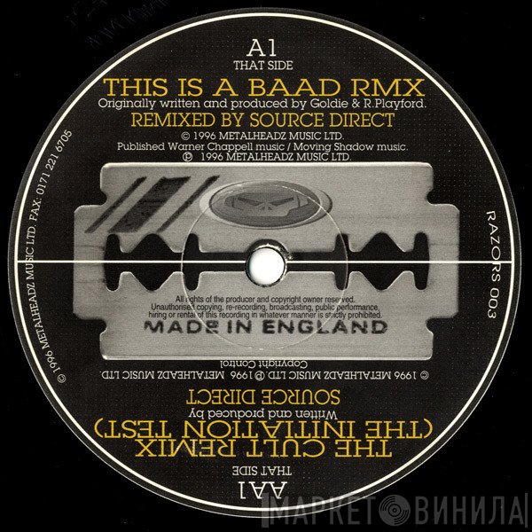 Source Direct, Goldie - This Is A Baad / The Cult (Remixes)