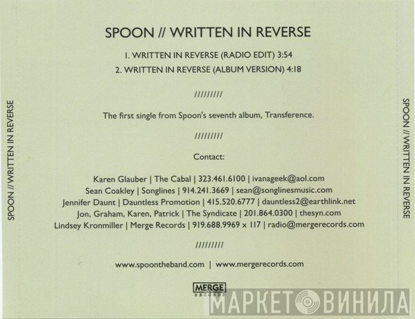 Spoon  - Written In Reverse