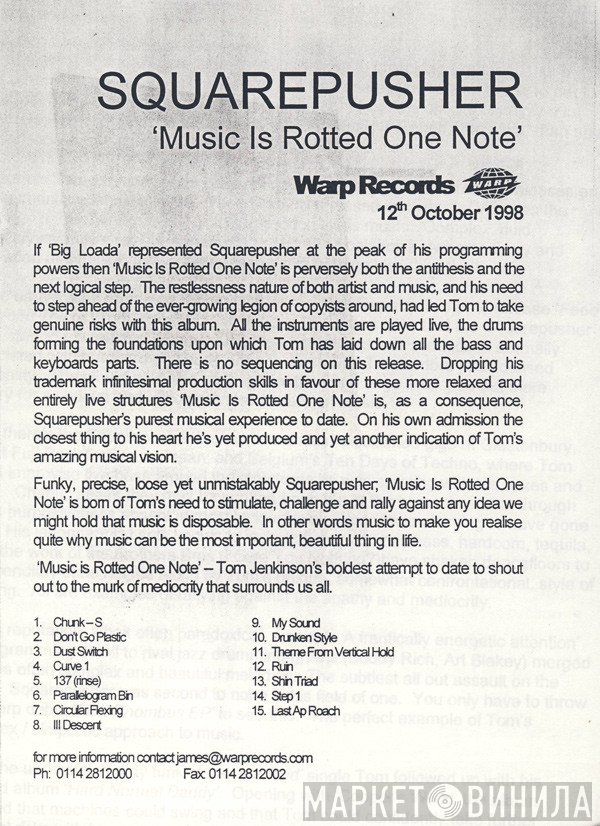 Squarepusher  - Music Is Rotted One Note
