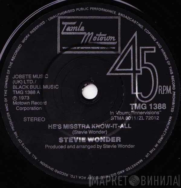 Stevie Wonder - He's Misstra Know It All / Boogie On Reggae Woman
