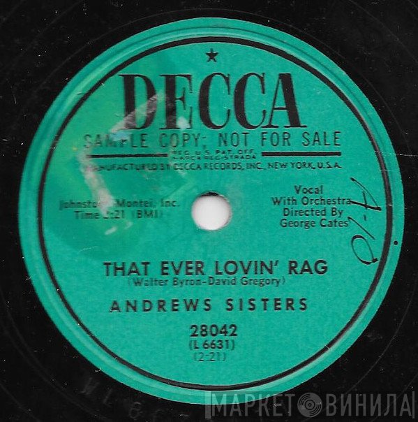The Andrews Sisters  - That Ever Lovin' Rag / Why Worry?