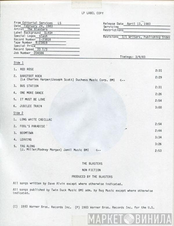 The Blasters  - Non Fiction