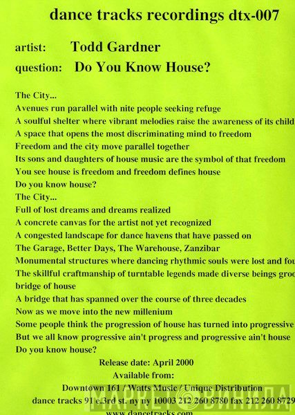 Todd Gardner, Anthony Goode, Nadine G. - Do You Know House?