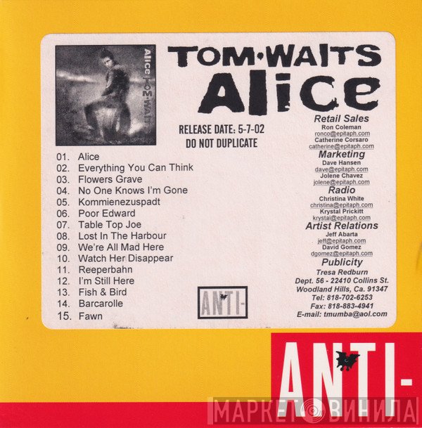 Tom Waits  - Alice