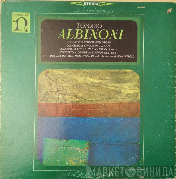 Tomaso Albinoni, Ensemble Instrumental Sinfonia - Adagio For Strings And Organ, Concerto A Cinque In C Major, Concerto A Cinque In C Major Op.5, No. 12, Concerto A Cinque In E Minor Op.5, No.9