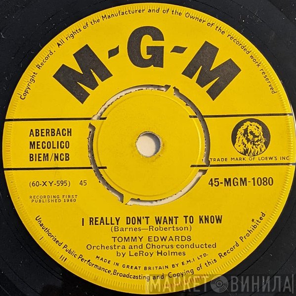 Tommy Edwards - I Really Don't Want To Know