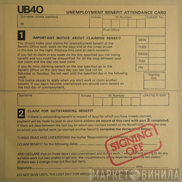 UB40  - Signing Off
