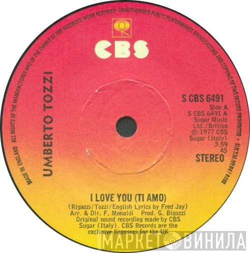 Umberto Tozzi - I Love You (Ti Amo)