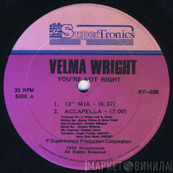 Velma Wright - You're Not Right