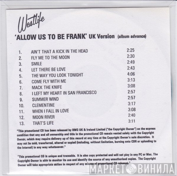 Westlife - Allow Us To Be Frank (UK Version) (Album Advance)