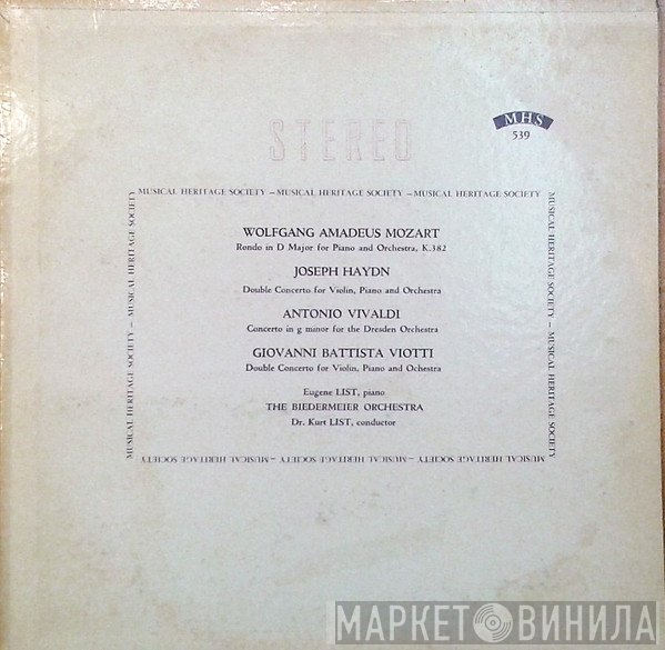 Wolfgang Amadeus Mozart / Joseph Haydn / Antonio Vivaldi / Giovanni Battista Viotti / Eugene List, The Biedermeier Orchestra, Dr. Kurt List  - Concertos