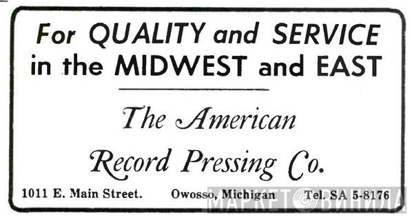 American Record Pressing Co. - Винил CD и Кассеты лейбла American Record Pressing Co. на сайте МаркетВинила