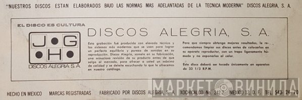 Discos Alegria, S.A. - Винил CD и Кассеты лейбла Discos Alegria, S.A. на сайте МаркетВинила